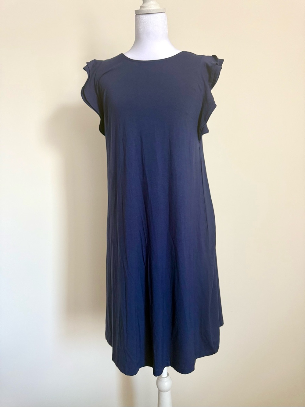 Lilly Pulitzer Navy Ruffle sholder  A-Line Dress size small